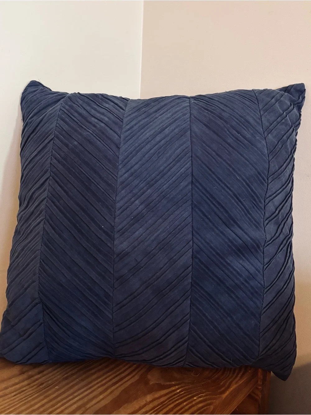Edie At Home Chevron Cobalt Blue Velvet Decorative Pillow